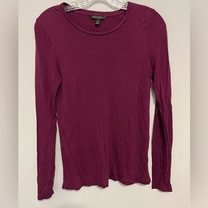 Banana Republic Burgundy Long Sleeve Top, Boat Neck, Poly/Spandex Blend; Size XS